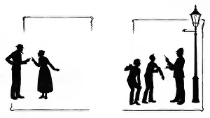 Neighbours: Mrs Bobbity and neighbours with policeman