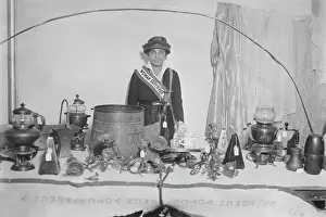Fundraising: Mrs. Hiram Borge at a woman suffrage sale