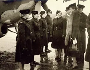 Escorted: Mrs Roosevelt is escorted by Commandant Pauline Gower