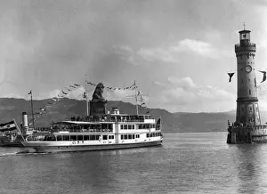 Pennant: MS Germany in Lindau harbour, around 1935
