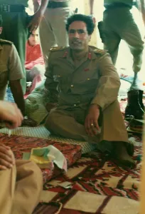Relaxes: Muammar Gaddafi relaxing - Sousa, Libya