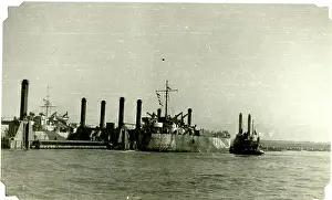 Wrns: Mulberry Harbour off Arromanches, Normandy, France, WW2