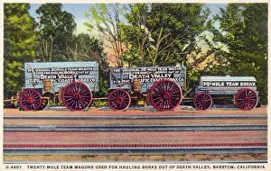 Barstow: Twenty mule team wagons used for hauling borax