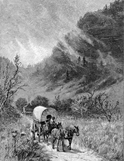 Cumberland: Mule wagon passing through the Cumberland Gap