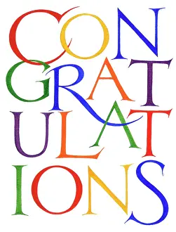 Multi Coloured: Multi-Coloured CONGRATULATIONS lettering
