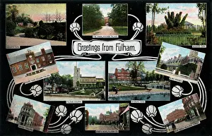 Almshouses: Multi-view postcard of Fulham, London