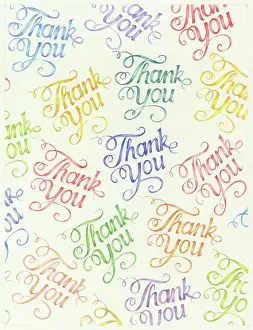 Multicoloured: Multicoloured repeated Thank You design