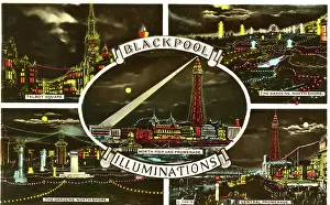 Talbot: Multiview postcard, Blackpool Illuminations