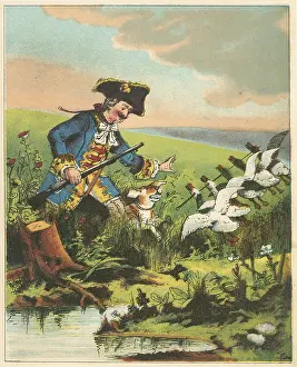1785: Munchausen, showing his prowess as a hunter by