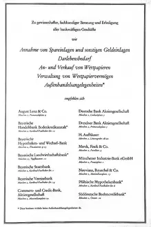 Muenchen: Munich banks advert