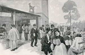 Cocina: Munich beer hall. Illustration by O. Graf published