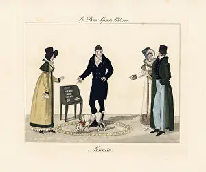 Mesangere: Munito the wonder dog performing card tricks, 1815