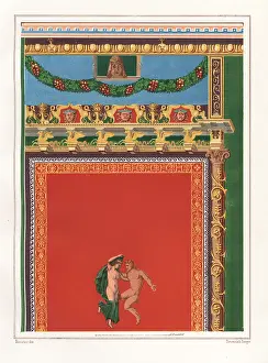 Bacchante: Mural of faun and bacchante from the House