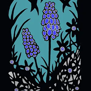 Linocut: Muscari linocut