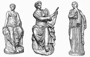 Erotic: Muses of music and dance. Left to right: Euterpe
