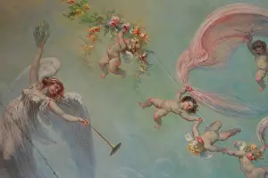 Khalifa: Detail of muses and putti on the painted ceiling