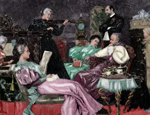 Bourgeoisie: Music Concert. Hall of upper class housing. 1887. Engraved b