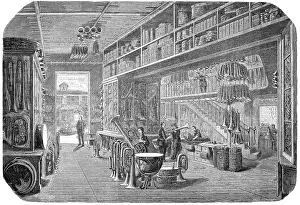Trumpets: Music shop interior, 1855