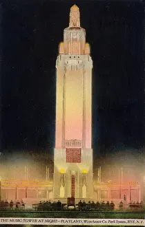 Westchester: Music Tower at night, Rye, Westchester, New York State, USA
