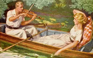 Resigned: Musical lovers in a boat