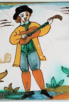 Ceramics: Musician. Tile. 18th century. Ceramic
