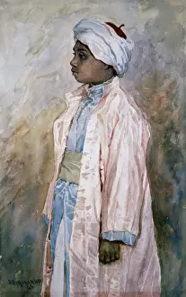 Morland: A Muslim boy clad for recital of the Tamat, 1893