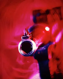 Luger: Muzzle of German Luger Automatic Pistol Gun Pointed