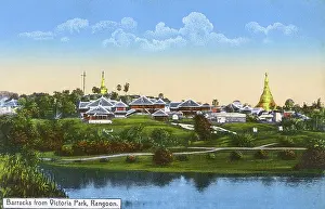 Stupa: Myanmar - Yangon - The Barracks as seen from Victoria Park