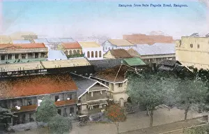 Yangon: Myanmar - Yangon - View of the Sule Pagoda Road