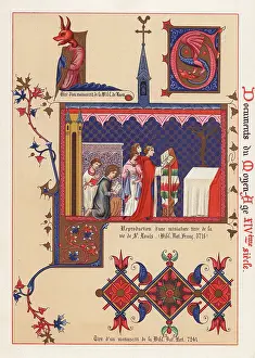 Laon: Mythical creature behind shield, miniature