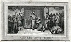 Crowning: Nadir (Nader) Shah of Iran crowning himself