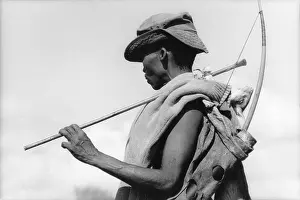 Bushmen: Namibia, 1997: San Bushman hunter with his catch. Indigenous