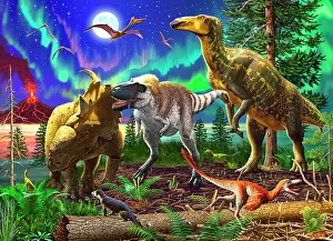Anatosaurus: A Nanuqsaurus attacks a Pachyrhinosaurus dinosaur