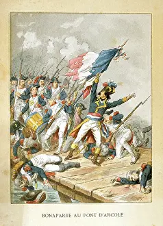 1796: Napoleon Bonaprte leading his troops across the