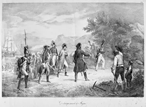 Elba: Napoleon leaving Elba after his exile, 1815