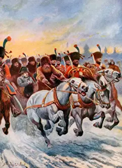 Retreating: Napoleon retreating from Moscow, 1812. Of the