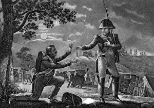 Moonlight: Napoleon showing generosity to a soldier