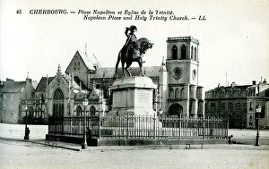 Levy: Napoleon Square and Holy Trinity Church, Cherbourg, France