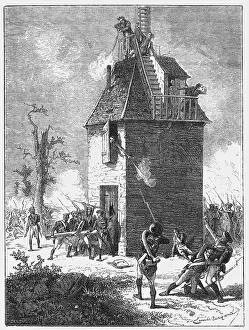 Figuier: Napoleon's soldiers defending a telegraph post