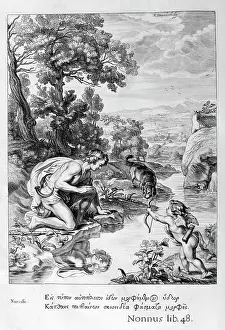 Muses: Narcissus. Engraving from Tableaux du temple