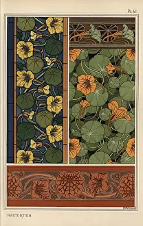 Grasset: Nasturtium in art nouveau patterns