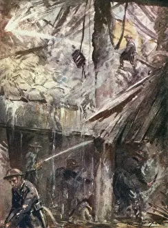 Damping: National Fire Service damping down after WWII air raid