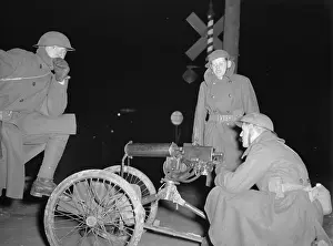 Reversal: National Guard with machine gun overlooking GM