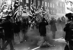 Rioting: National Front march
