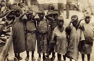 Saluting: Native African children saluting