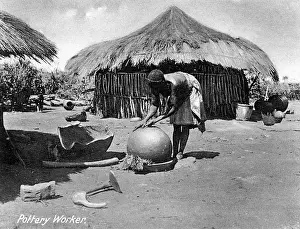 Pots: Native African Matabele pottery worker