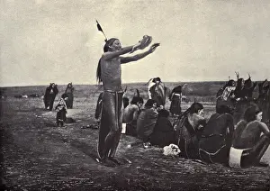 Rebirth: Native American Ghost Dancer standing rigid in a