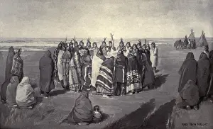 40 50 People: Native American Ghost Dancers in a circle, c. 1890