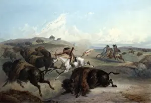 Bodmer: Native American Indian Bison Hunt, 1830s