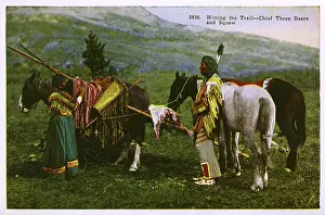 Squaw: Native American Indian couple on the trail